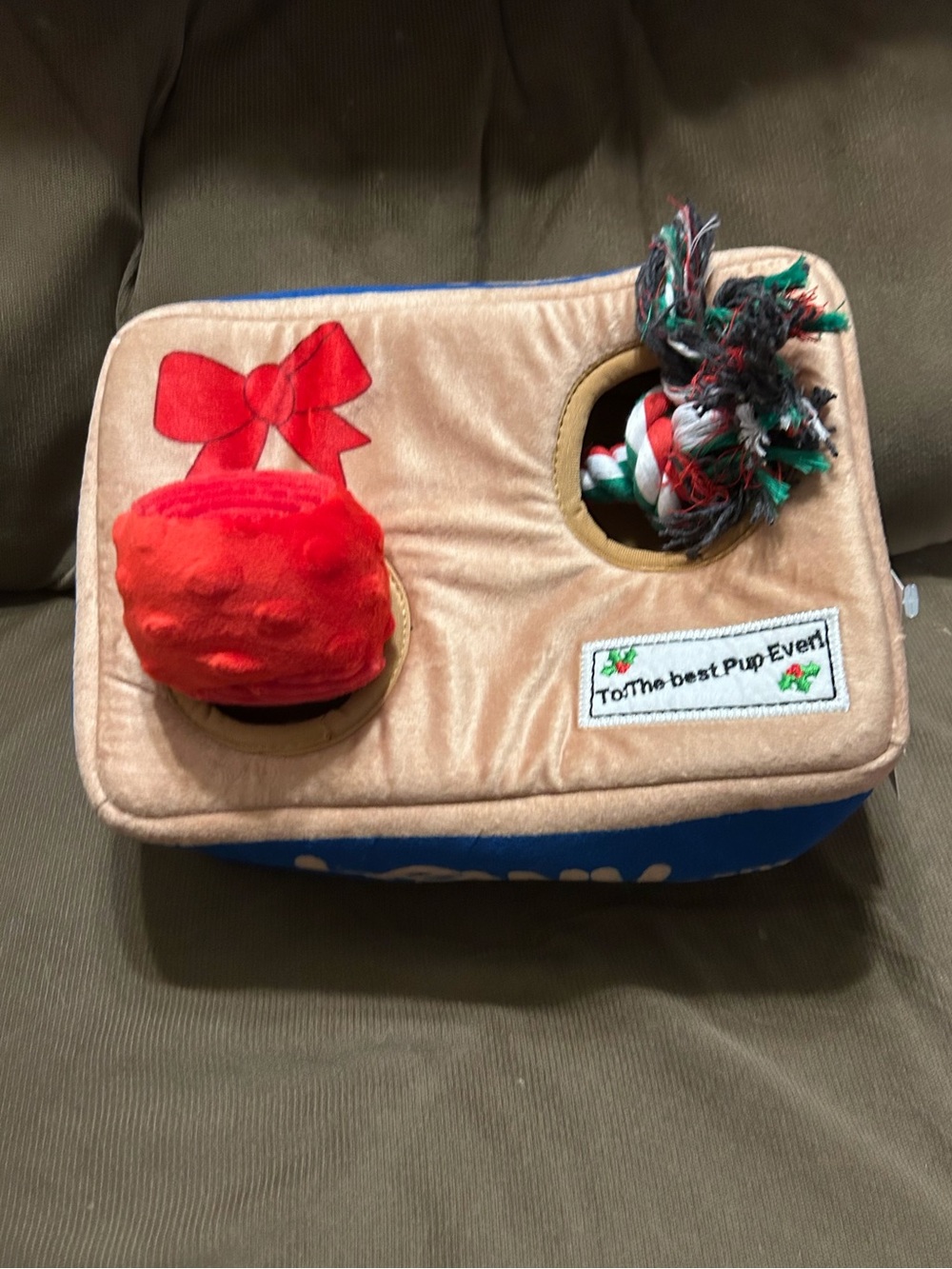 Frisco Chewy Plush Burrow Dog Toy with Removable Squeaky Ball and Rope Toy New